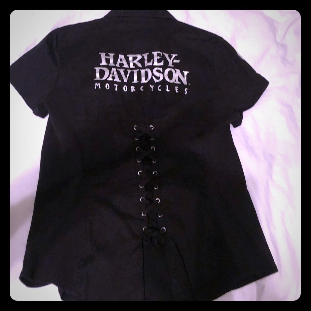 Harley Davidson shirt Black Medium corset back
